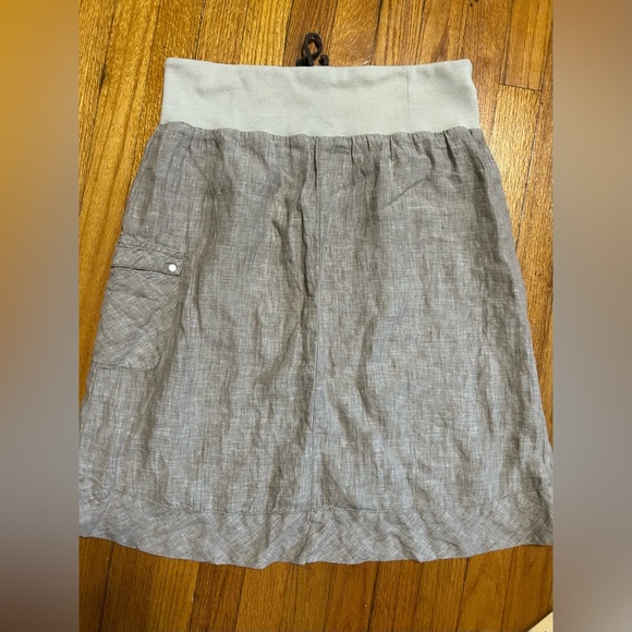 Horny Toad 100% Linen size S pull on High Low Skirt 1 cargo pocket gray - Picture 7 of 9